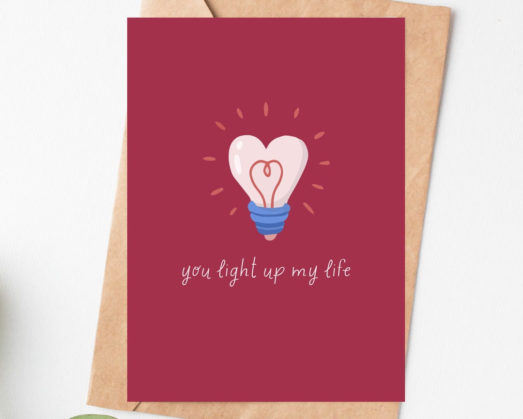 You Light up My Life Love Card, Valentines Day Card for Him or Her, 1st ...