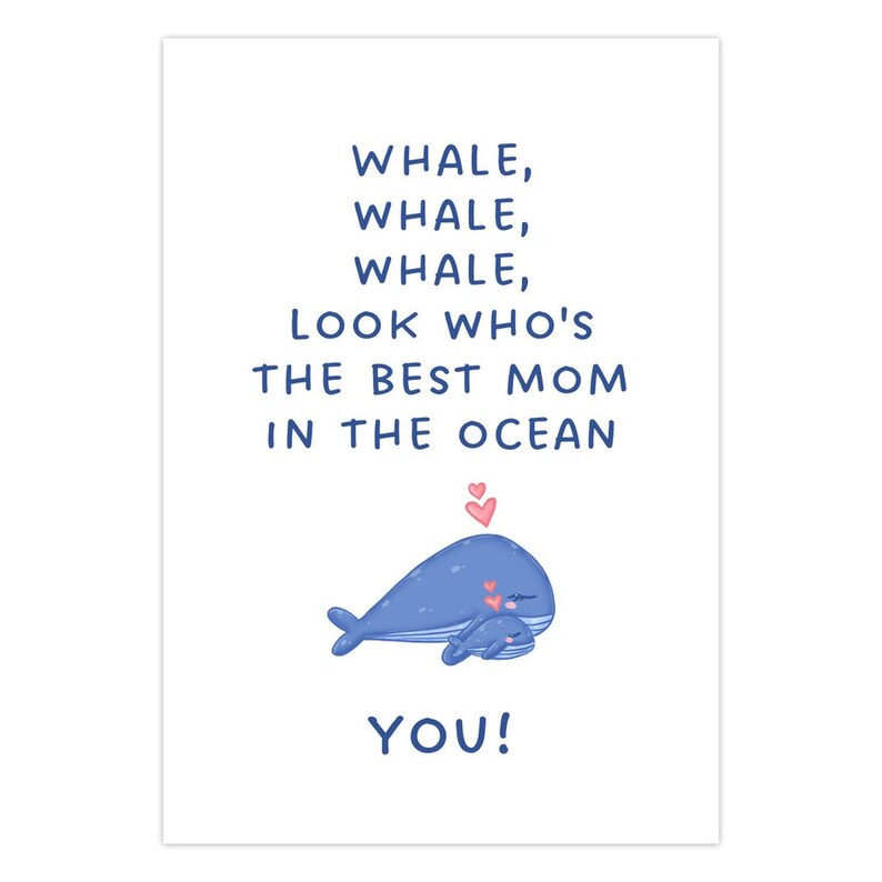 Whale Pun Mothers Day Card for Mom, Funny Mum Birthday Card From ...