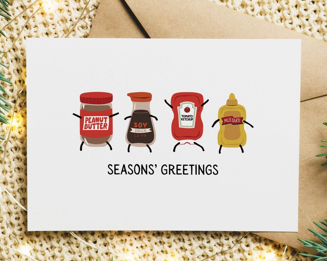 Season Greetings Pun Christmas Card Pack, Funny Holiday Cards