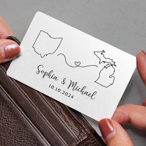 Carte portefeuille en métal personnalisée, cadeau relation longue distance pour petit ami, cadeau Saint Valentin pour lui, déménagement, cadeau tu me manques