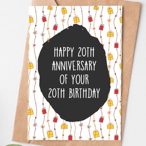 Funny Age Joke 40th Birthday Card, Rude Birthday Card, Happy 20th Anniversary Of Your 20th Birthday, 40th Birthday Gift For Women Men
