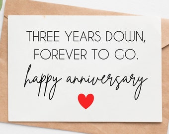 3rd Wedding Anniversary Card For Husband Wife, Third Anniversary Card For Boyfriend Girlfriend, Leather Anniversary Gift For Him Her