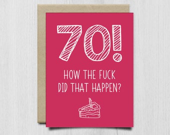 Funny 70th Birthday Card Funny Birthday Card for 70 Year Old - Etsy