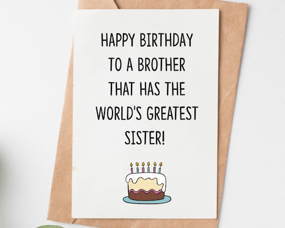 Happy Birthday Card for Brother From Sister Big Brother Funny - Etsy Happy Birthday Card for Brother From Sister Big Brother Funny - Etsy