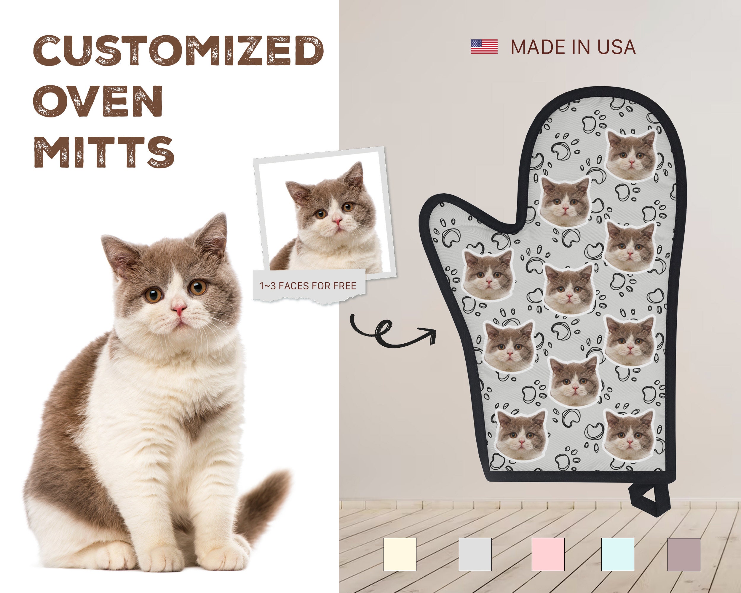  Oven Load Cute Cats Oven Mitts Pot Holder Set Kitten