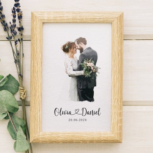 Retrato de pareja personalizado, retrato personalizado de la foto, regalo de boda, regalo de compromiso, regalo de aniversario para él, su marido o novio