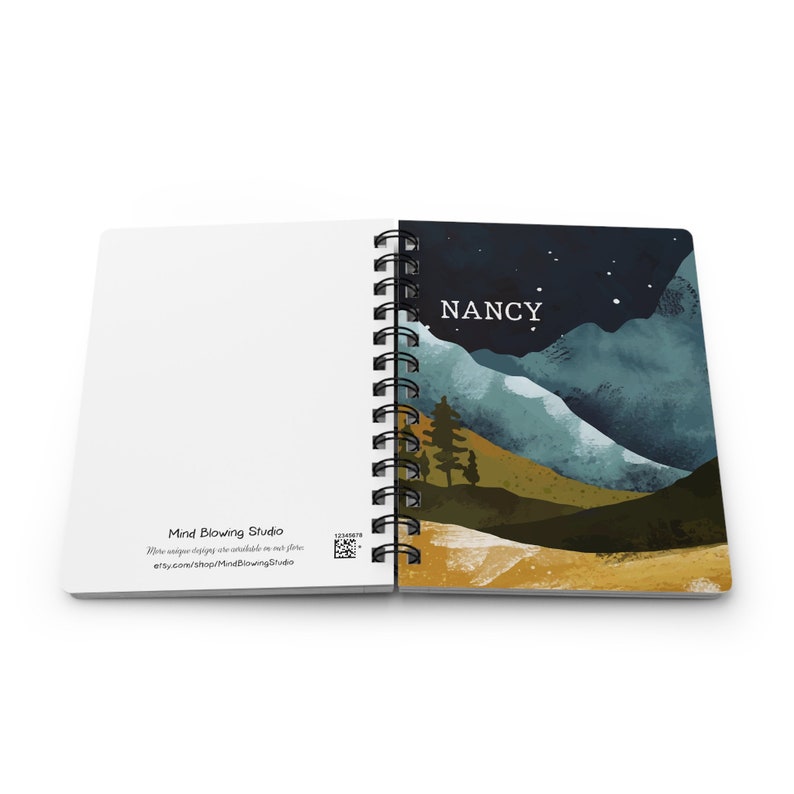 Personalized Journal, Mountain Spiral Notebook, Custom Name Diary, Motivational Planner, Ruled Line Notebook, Personalized Gift for Him Her image 7