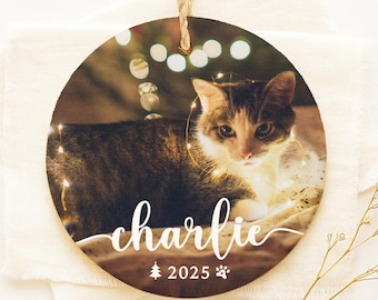 Personalized Pet Photo Ornament, Custom Cat Ornament, Cat Christmas Ornament, Pet Memorial Ornament, Pet Sympathy Gift, Cat Keepsake
