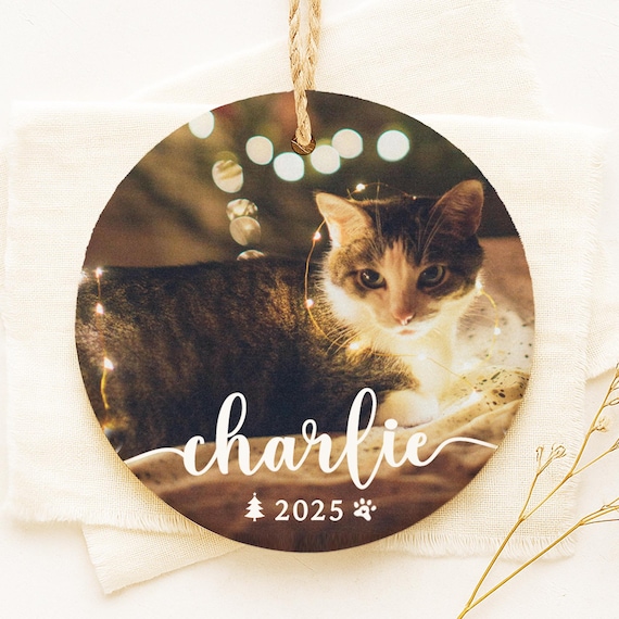 Personalized Pet Photo Ornament, Custom Cat Ornament, Cat Christmas Ornament, Pet Memorial Ornament, Pet Sympathy Gift, Cat Keepsake