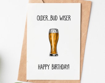 Pun Birthday Card For Dad Brother Husband Or Boyfriend, Funny Beer Birthday Card For Men, 30th 40th 50th Birthday Card For Him