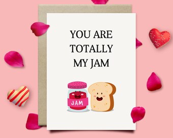 You'Re Totally My Jam Valentines Day Card For Him Or Her, Pun Love Card, Funny Valentines Gift For Husband Wife Boyfriend Girlfriend