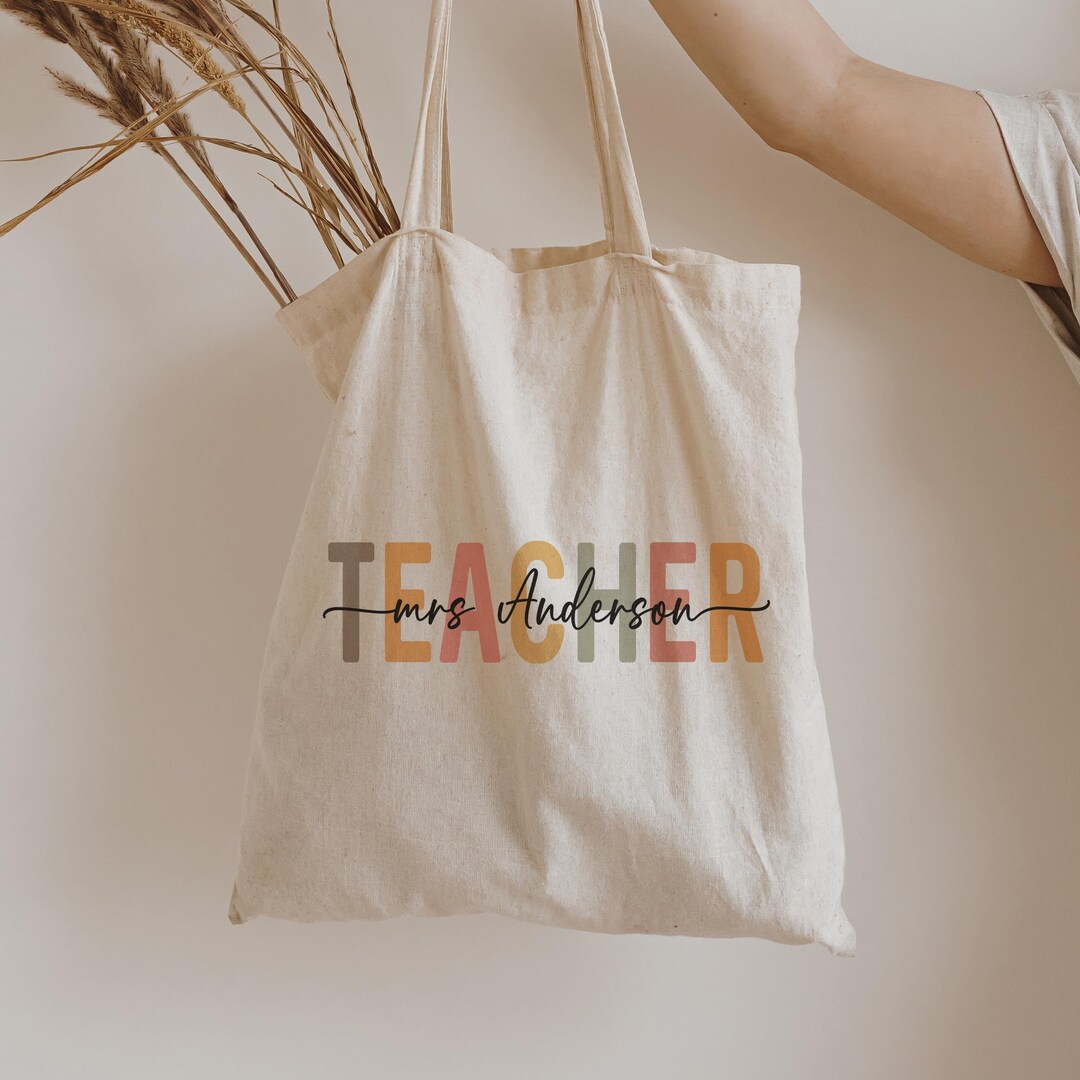 Teacher Name Tote Bag, Personalized Teacher Appreciation Gift, Back to ...