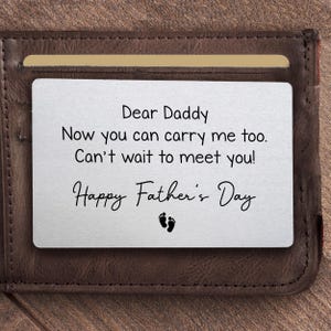 Regalo para el primer día del padre, tarjeta de billetera de metal personalizada, regalo para el primer día del padre, regalo de embarazo, inserto de billetera para papá nuevo, regalo para papá primerizo