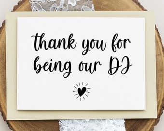 Wedding Dj Thank You Card, Thank You For Being Our Dj Wedding Card, Wedding Music Picker Appreciation Card, Wedding Dj Thank You Gift