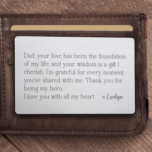 Regalo personalizado para el Día del Padre, tarjeta de billetera de metal personalizada para papá, regalo de cumpleaños para papá de parte de su hija, hijo e hijos, regalo de agradecimiento para papá.