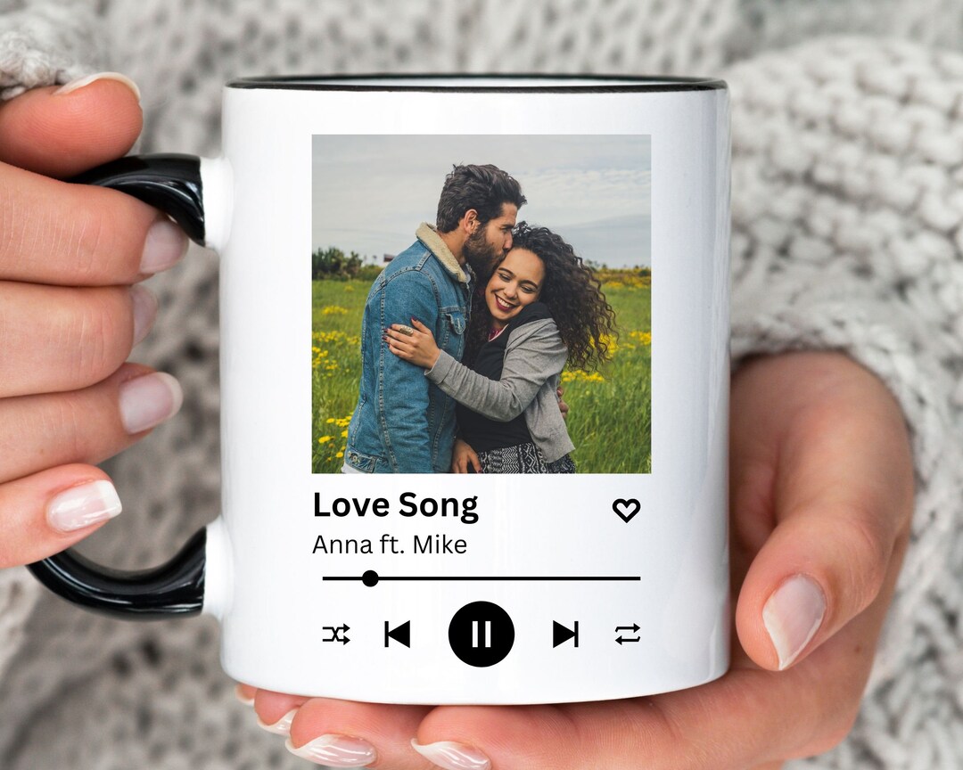 Custom Song Couple Mug, Personalized Photo Mug, Valentines Day Gift for ...