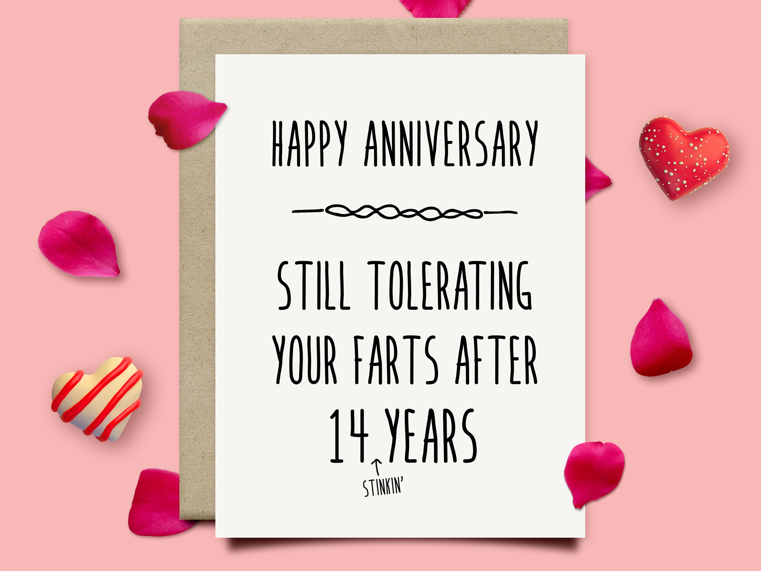 Funny 14th Anniversary Card for Husband, Ivory Anniversary Gift