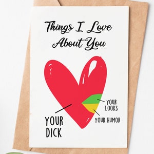 Naughty Anniversary Card, Things I Love About You Card, Funny Anniversary Card For Husband Or Boyfriend, Paper Anniversary Gift For Him