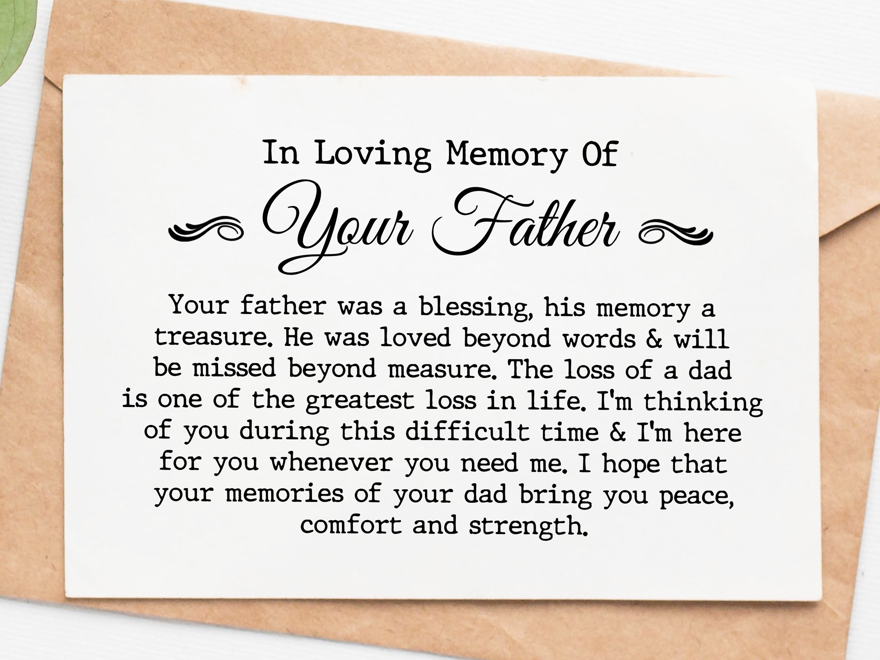 loss-of-father-sympathy-card-in-loving-memory-of-your-father-etsy