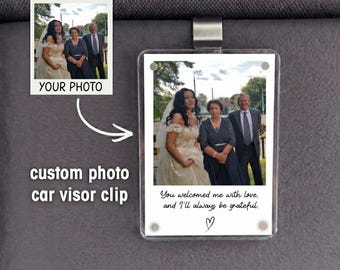 Custom Photo Car Visor Clip, Mother In Law Gift from Daughter In Law, Personalized Mothers Day Gift for Mother In Law, Mom In Law Keepsake