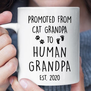 Promovido de Cat Abuelo a Abuelo Humano Taza Divertida, Anuncio de Embarazo Abuelo, Anuncio del Bebé Regalo del Abuelo, Nuevo Regalo del Abuelo