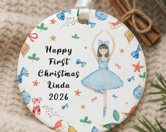 Personalized Baby’s First Christmas Ornament, Newborn Baby Holiday Keepsake, Baby Boy and Girl Ornament, Nutcracker Christmas Bauble Decor