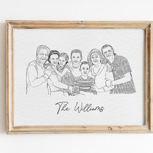 Minimalist Family Portrait from Photo, Custom Family Line Art Digital Drawing, Memorial Portrait, Family Christmas Gift, Anniversary Gift