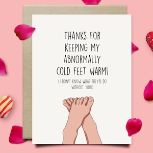 Funny Valentines Card For Him, Keep My Feet Warm Thank You Card, 1st Anniversary Card For Husband Fiance Boyfriend, Valentines Gift