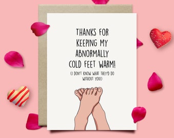 Funny Valentines Card For Him, Keep My Feet Warm Thank You Card, 1st Anniversary Card For Husband Fiance Boyfriend, Valentines Gift