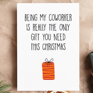 Funny Christmas Card For Coworker, Sarcastic Colleague Xmas Card, Hilarious Holiday Greeting Card, Coworker Christmas Gift