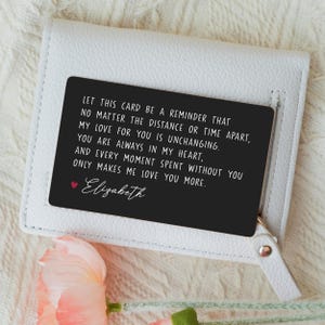 Tarjeta de billetera de metal escrita a mano personalizada, regalo personalizado del día de San Valentín para él, regalo de aniversario para esposo, regalo de "te amo" para novio