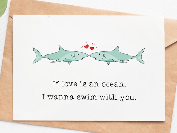 Funny Shark Valentines Day Card For Him Or Her, Romantic Valentines Gift For Husband Wife Or Boyfriend, 1st Anniversary Card
