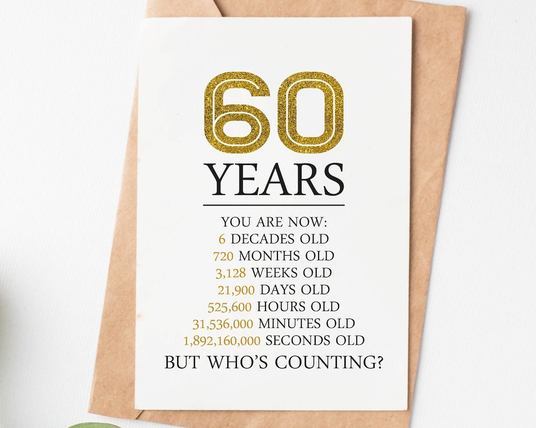 Happy 60th Birthday Card, 60th Birthday Gifts for Women Men, 60
