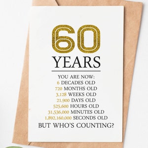 Happy 60th Birthday Card 60th Birthday Gifts for Women Men - Etsy