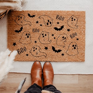 Boo Halloween Doormat, Cute Boo Welcome Mat, Halloween Home Decor, Halloween Decorations, Fall Door Mat, Housewarming Gift