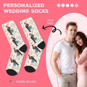 Funny Wedding Socks, Personalized Wedding Gift for Bride and Groom, Bridal Shower Gift, Custom Face Socks, Future Mrs Gift