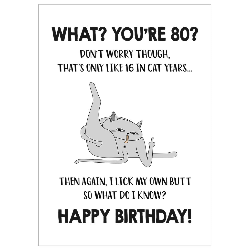 Funny 80th Birthday Card 80th Cat Birthday Card For Cat Mom | Etsy