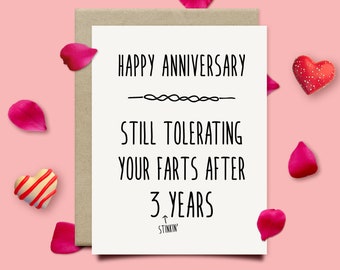 Funny 3rd Anniversary Card For Husband Or Boyfriend, Leather Anniversary Gift For Him, 3 Year Anniversary Gift For Boyfriend