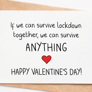Valentines Day Card For Him Or Her, We Survive The Lockdown Funny Love Card, Anniversary Card For Husband Wife Boyfriend Girlfriend