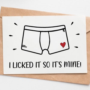 I Licked It So It's Mine Naughty Valentines Day Gift for Him, Funny Anniversary Card For Husband Boyfriend, Paper Anniversary Gift For Him