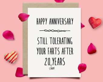 Funny 20th Anniversary Card For Husband, Porcelain Anniversary Gift For Him, 20th Year Wedding Anniversary Gifts For Men