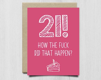 Funny 21st Birthday Card For Sister Brother Boyfriend Best Friend, 21st Birthday Gift For Him Her, Turning 21 Rude Birthday Card