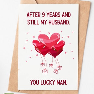 9 Year Anniversary Card For Husband, 9th Anniversary Card For Men, Ninth Wedding Anniversary Card, Pottery Anniversary Gift For Him