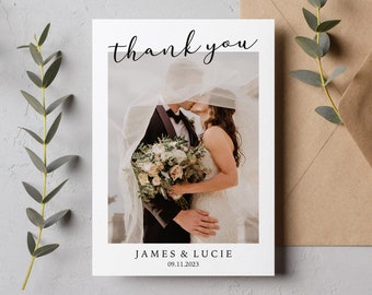Personalized Wedding Photo Card, Custom Thank You Card, Bride And Groom Card, Mr And Mrs Card, Bespoke Wedding Party Card, Just Married Card