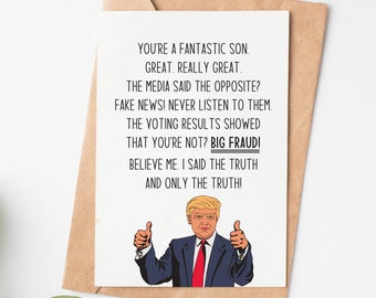 Funny Trump Birthday Card For Son, Son Birthday Gift From Mom Or Dad, 18th 21st 30th Birthday Card For Son