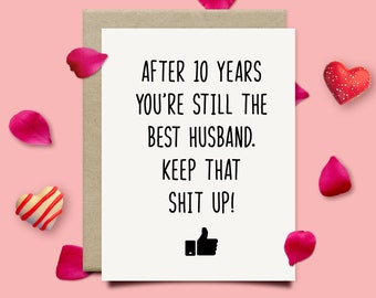 10th Anniversary Card For Husband, Funny Tin Anniversary Gift For Him, Tenth Anniversary Card, 10 Year Anniversary Gifts For Men
