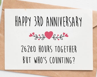 Funny 3rd Anniversary Card For Husband Wife, Third Anniversary Card For Boyfriend Girlfriend, Leather Anniversary Gift For Her Him