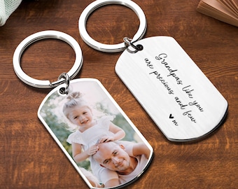Personalized Fathers Day Gift for Grandpa, Grandfather Keychain, Grandpa Gift from Granddaughter or Grandson, Grandpa Keyring
