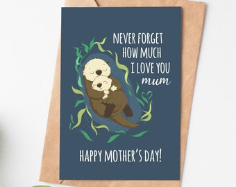 Happy Mother'S Day Card, Otter Card, Mom Birthday Card, Mothers Day Gift From Daughter, Mom Birthday Gift From Son, Mum Gift, Mama Gift