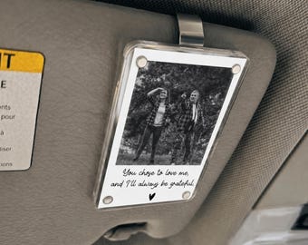 Custom Photo Car Visor Clip, Personalized Fathers Day Gift from Stepdaughter, Bonus Dad Gift, Stepfather Keepsake, Stepdad Gift